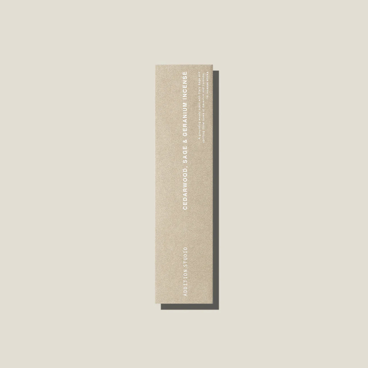 CEDARWOOD, SAGE + GERANIUM INCENSE BY ADDITION STUDIO