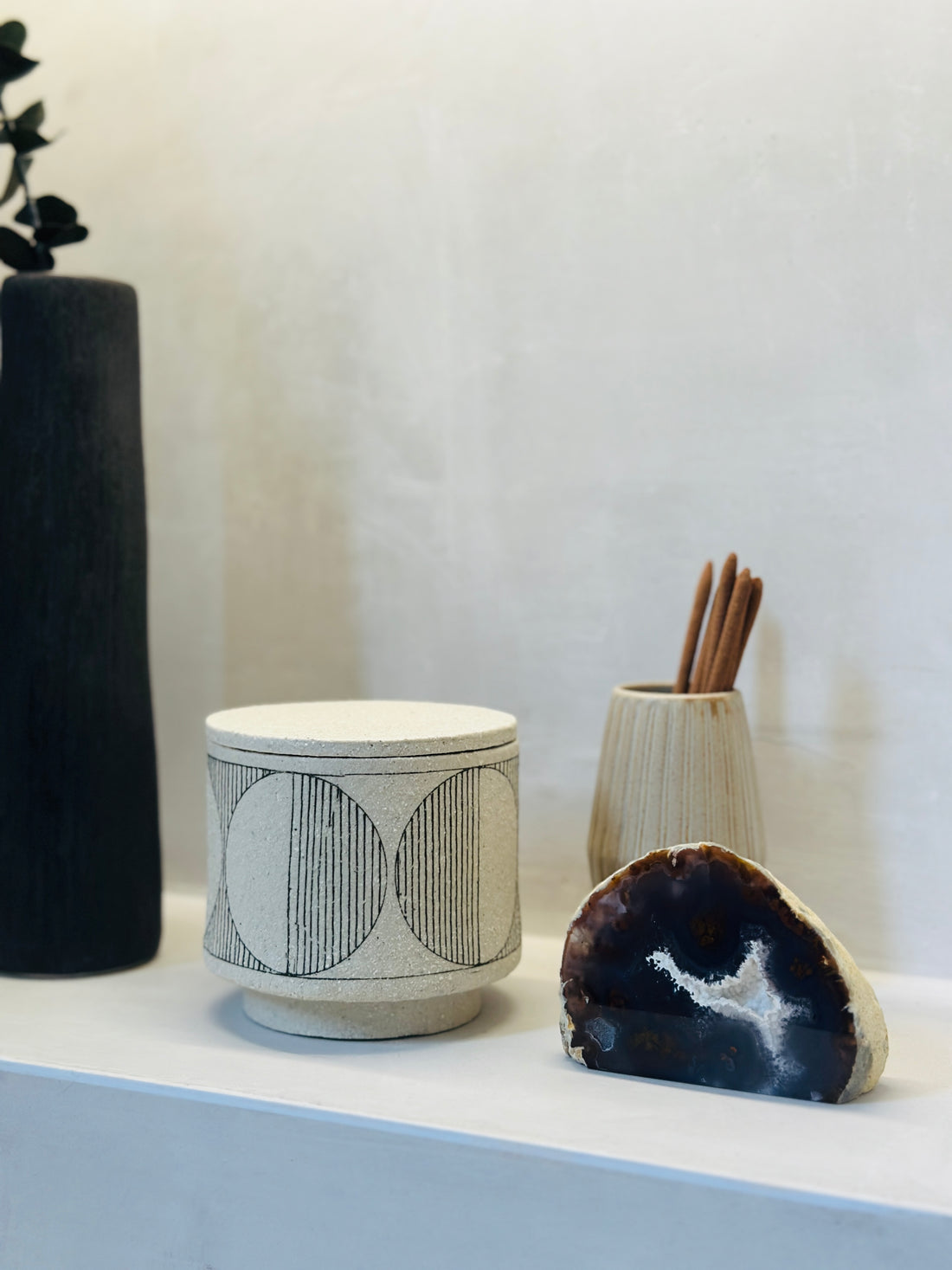 GEOMETRIC CERAMIC VESSEL BY JENN JOHNSTON CERAMICS